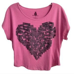 Terry Leigh Apparel Scoop Neck Top Size M 7/9 Juniors Pink / Rose Heart Graphic